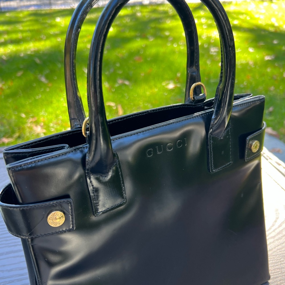 Gucci Black Patent Leather Tote